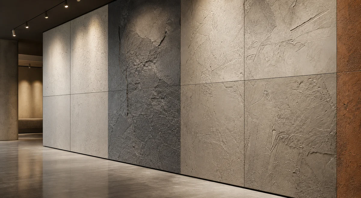 Gallery wall with concrete, rock and artistic mineral textures